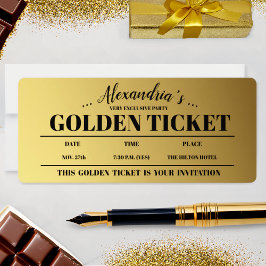 Invitación a la fiesta personalizada de Golden Tic