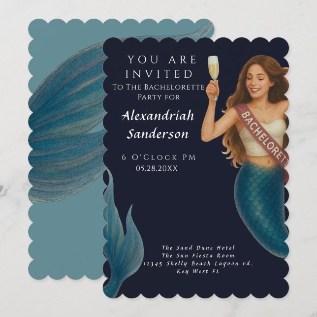Invitación a la fiesta personalizada de soltera de (Anverso / Reverso)