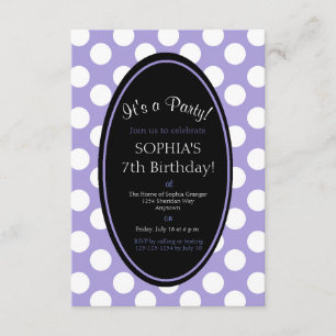 Invitación a la fiesta personalizada Purple Polka