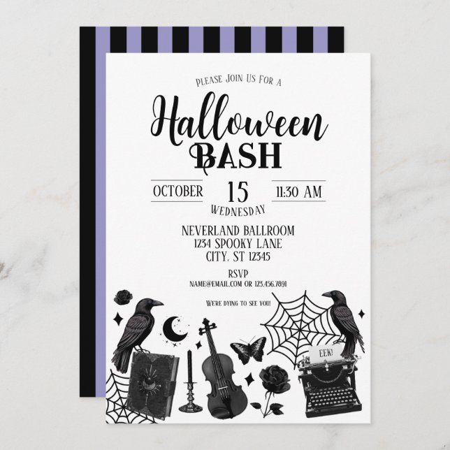 Invitación a la fiesta personalizado de Halloween (Anverso / Reverso)