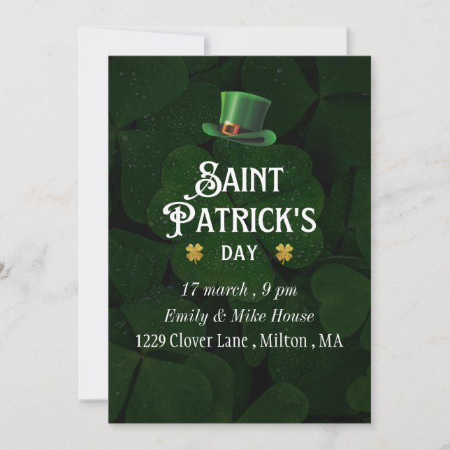 Invitación a la fiesta por el Día de San Patricio (Anverso)