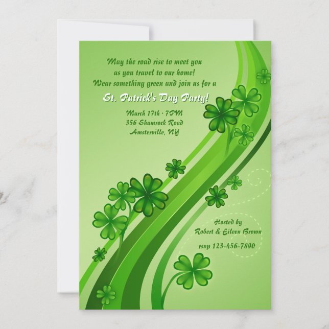 Invitación a la fiesta por el Día de Shamrock Road (Anverso)
