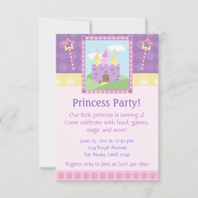 Invitación a la fiesta Princesa (Anverso)