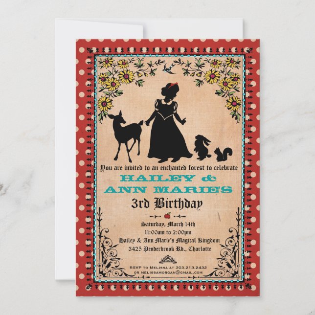 Invitación a la fiesta Princesa (para gemelos o 2  (Anverso)