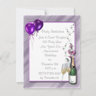 Invitación a la fiesta Purple Champagne