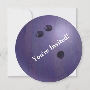 Invitación a la fiesta púrpura de Bowling Ball