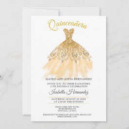 Invitación a la Fiesta Quineanera Gold Purpurina L
