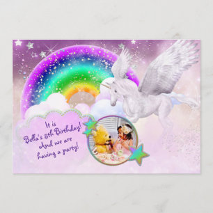 Invitación a la fiesta Rainbow Unicorn