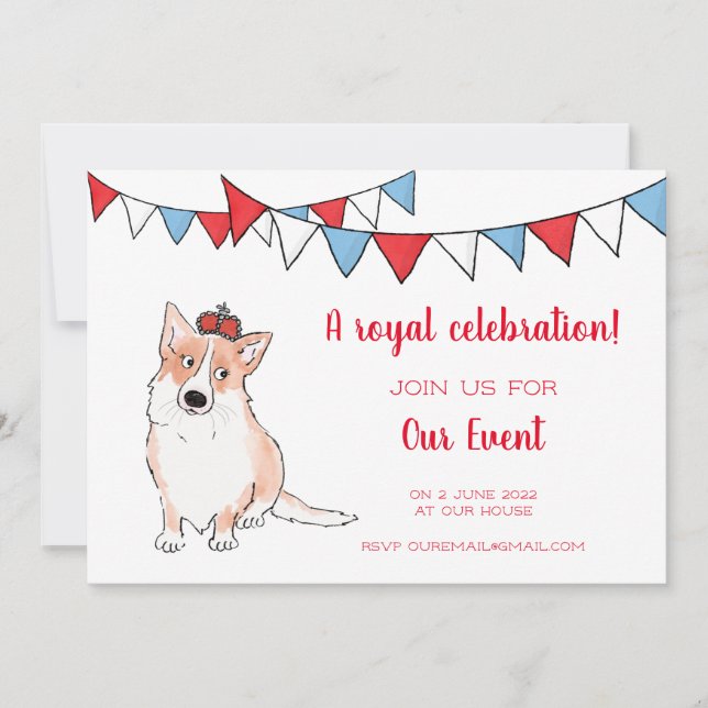 Invitación a la fiesta real de corgi (Anverso)