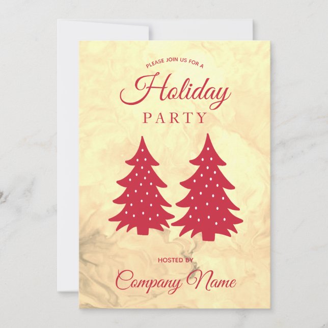 Invitación a la fiesta Red Gold Corporate Holiday (Anverso)