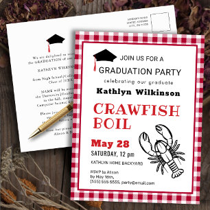 Invitación a la fiesta Red Plaid Crawfish Boil GRA