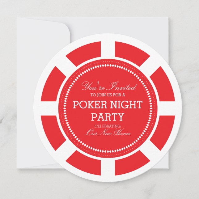 Invitación a la fiesta Red Poker Chip Game Night (Anverso)