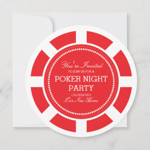 Invitación a la fiesta Red Poker Chip Game Night