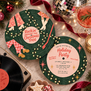 Invitación a la fiesta retro de Navidad Rockin 'Ar