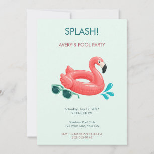 Invitación a la fiesta retro de piscina Flamingo