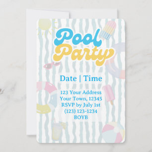 Invitación a la fiesta retro de verano en la pisci