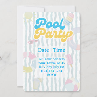 Invitación a la fiesta retro de verano en la pisci