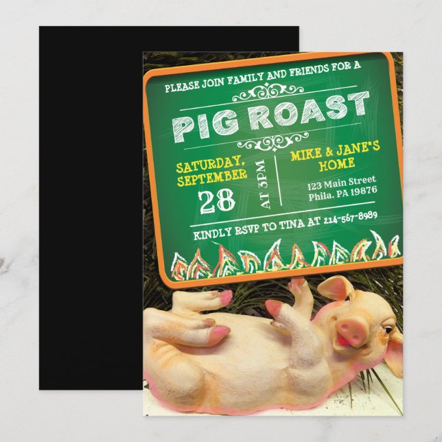 Invitación a la FIESTA ROAST PIG DULCE (Anverso / Reverso)