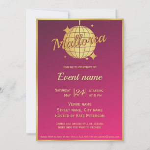 Invitación a la fiesta rosa de Mallorca España eve