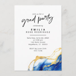 Invitación a la fiesta Royal Blue Yellow Gold Grad
