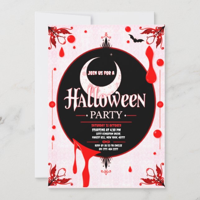 Invitación a la fiesta sangrienta de Halloween (Anverso)