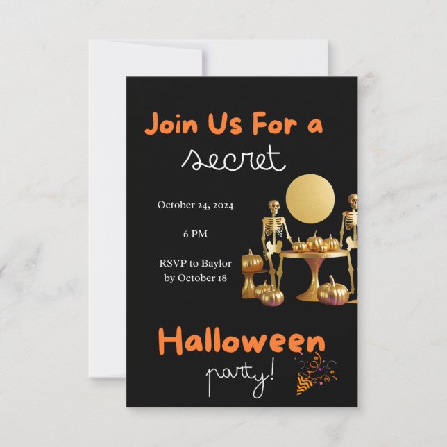 Invitación a la fiesta secreta de adultos de Hallo (Anverso)