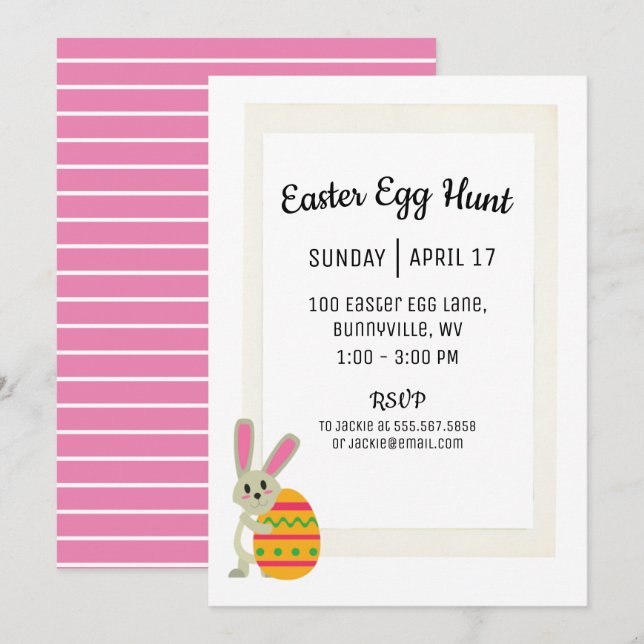 Invitación a la fiesta simple de la caza de huevos (Anverso / Reverso)
