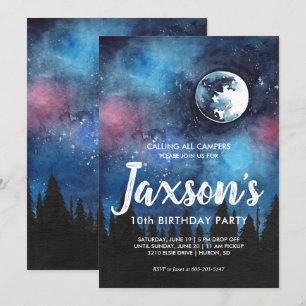 Invitación a la fiesta temática de camping