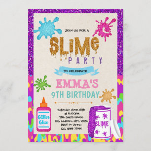 Invitación a la fiesta temática de chica Slime