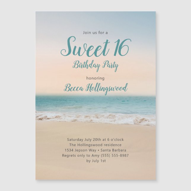 Invitación a la fiesta temática de la playa Sweet  (Anverso)