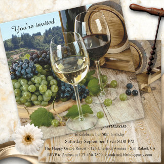 Invitación a la fiesta temática del vino de viñedo