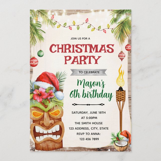 invitación a la fiesta tropical de Navidad (Anverso)