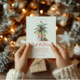 Invitación a la fiesta tropical de Navidad Deck Th