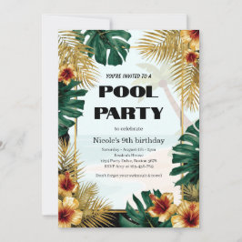 Invitación a la fiesta tropical de piscina Cumplea