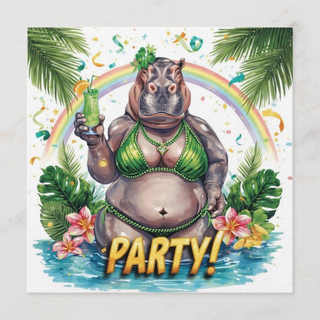 Invitación a la fiesta tropical de piscina del Día (Anverso)