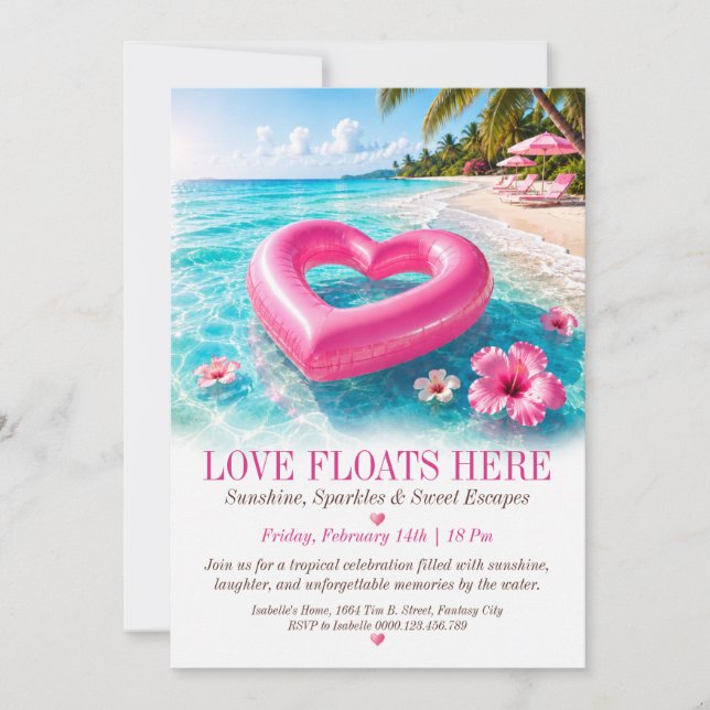 Invitación a la Fiesta Tropical de Playa 'El Amor  (Anverso)