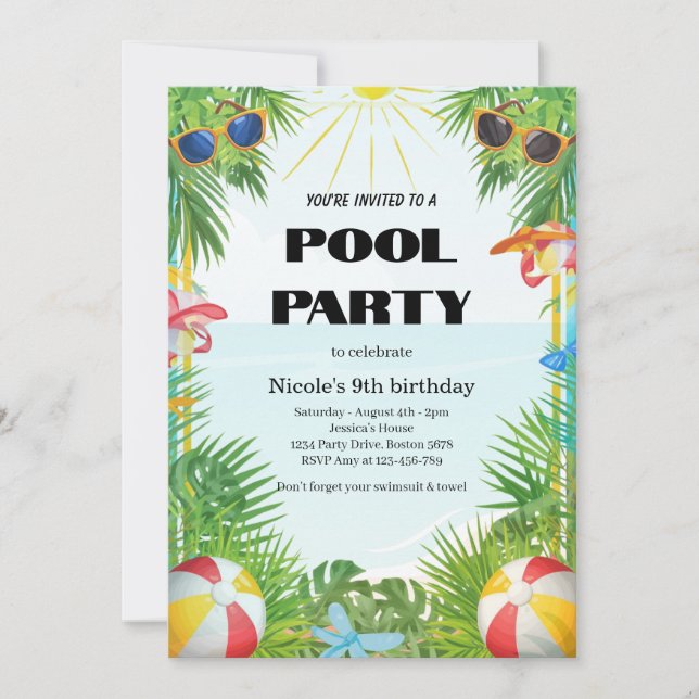Invitación a la Fiesta Tropical en la Piscina Cump (Anverso)