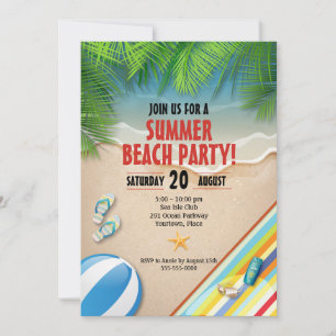 Invitación a la Fiesta Tropical en Playa de Verano