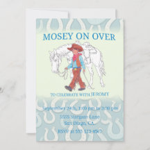 Invitación a la fiesta vaquero y caballo