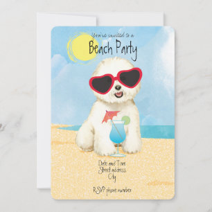 Invitación a la fiesta veraniega Bichon Frise Beac