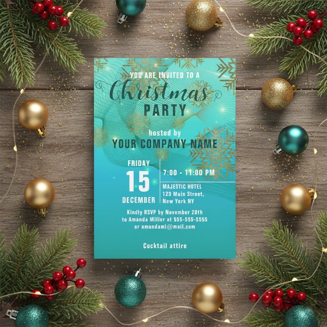 Invitación a la fiesta verde azulada de Navidades  (Subido por el creador)