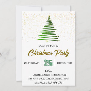 Invitación a la fiesta verde brillante del árbol d