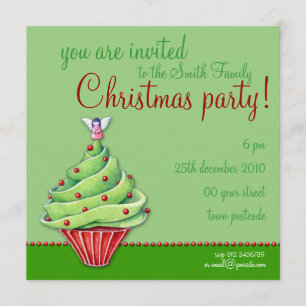 Invitación a la fiesta verde del pastel de árbol d