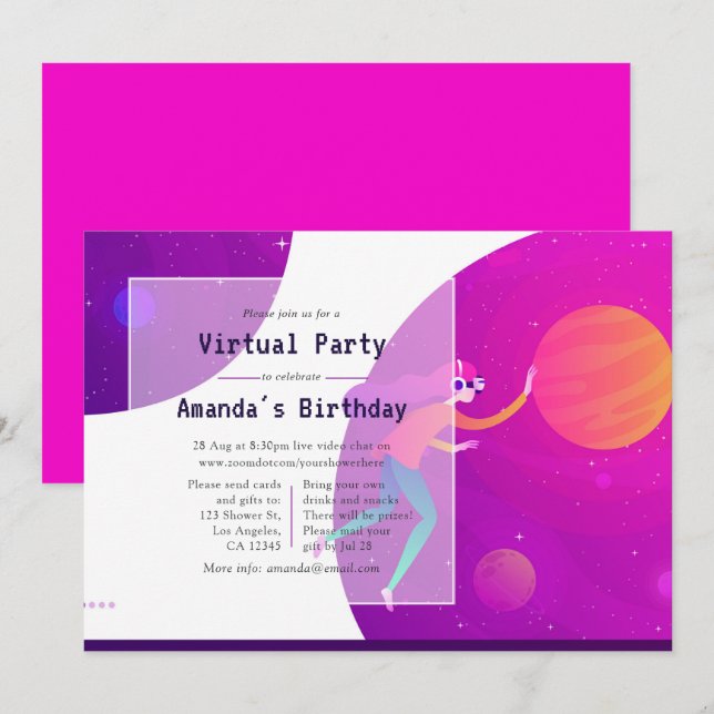 Invitación a la fiesta virtual de cumpleaños de Ho (Anverso / Reverso)