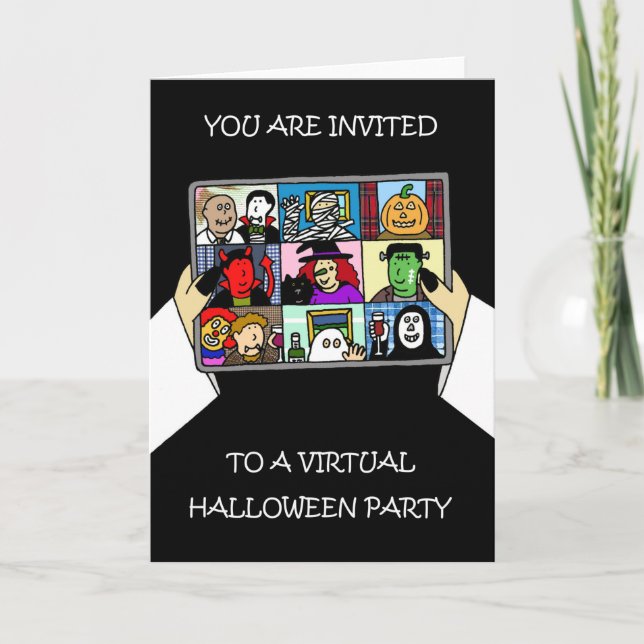 Invitación a la fiesta virtual de Halloween (Anverso)