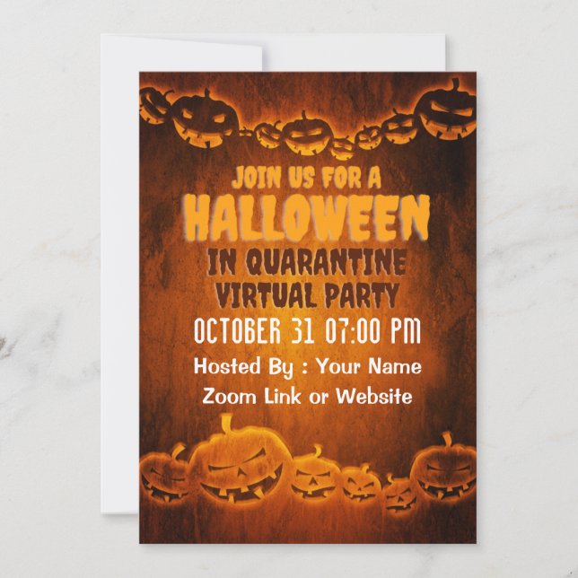 Invitación a la fiesta virtual de Halloween (Anverso)