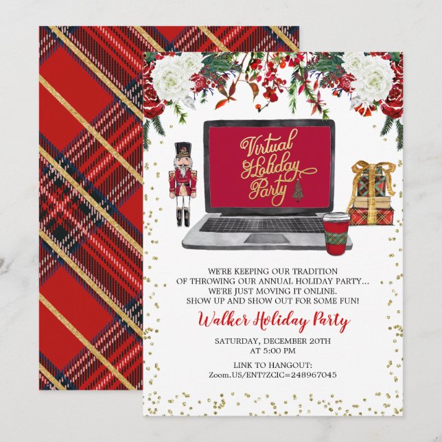 Invitación a la fiesta virtual de Navidad (Anverso / Reverso)