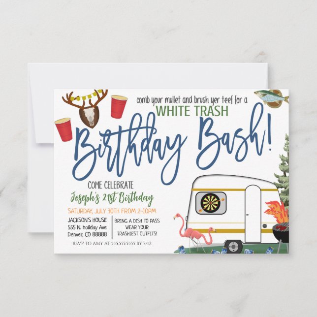 Invitación a la Fiesta White Trash Bash (Anverso)