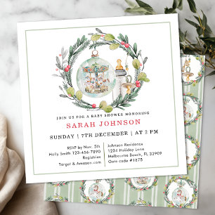 Invitación a la flor de Baby Shower Elegant Wreath