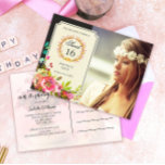 Invitación a la flor de cumpleaños de dulces moder<br><div class="desc">Postal de invitación floral de 16 cumpleaños. El texto se puede cambiar usando a la derecha el menú "Detalles". Para adaptarlo a sus necesidades, haga clic en el botón "Personalizar" y puede cambiar el estilo y el color del texto. Por favor, contáctame si necesitas ayuda, para hacer coincidir artículos o...</div>